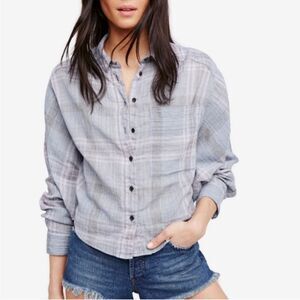 Pink and Blue Plaid Button Down- Free People